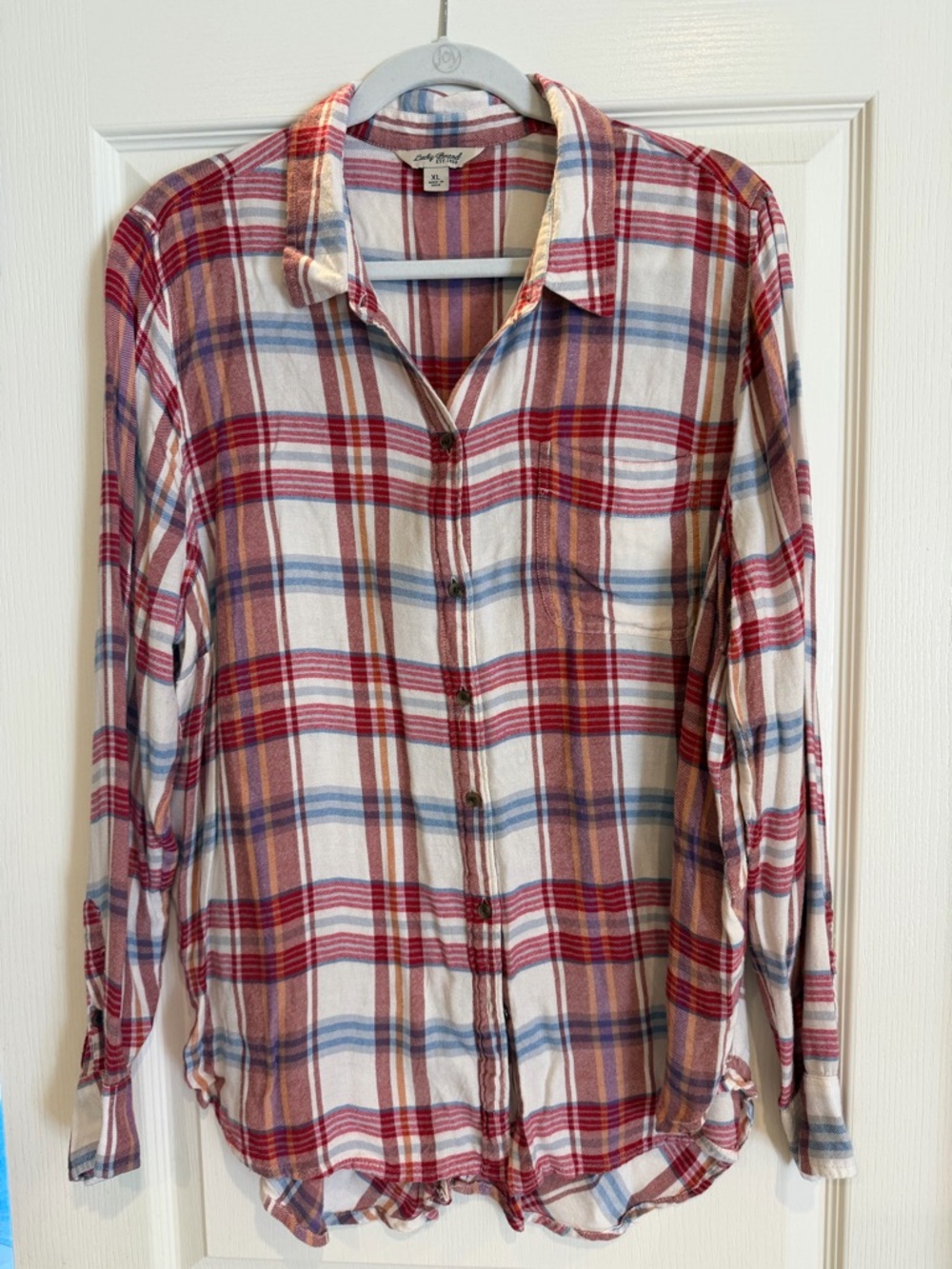Lucky Brand Plaid Button-Up in Red, Blue & Cream